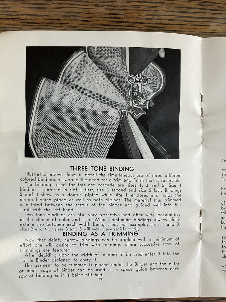 Three tone binding and binding as a trimming
